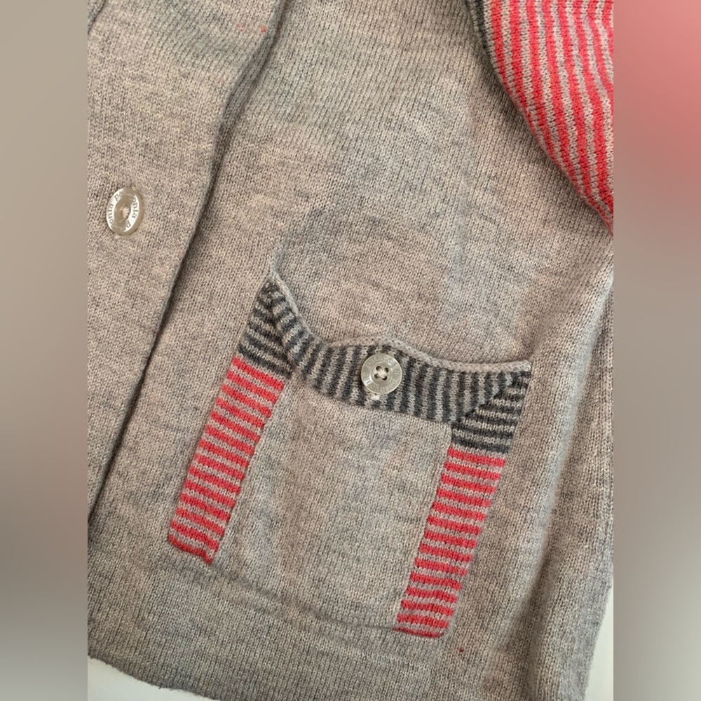 Patagonia Lambswool gray and red striped sweater cardigan - Picture 4 of 4